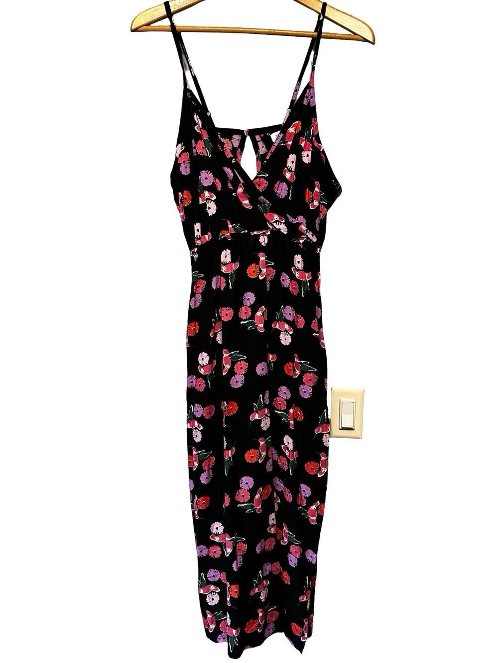 Emerson Fry India Collection Bird Floral Midi Dress Boho Wrap Sundress SZ Medium - Picture 2 of 15